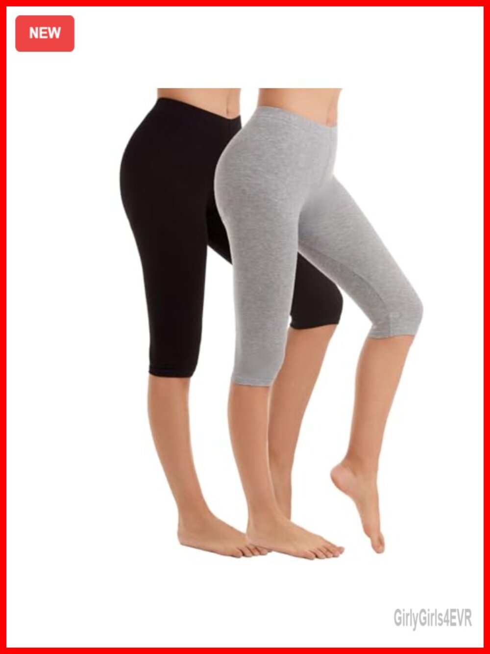 Women's Knee Length Capri Leggings Stretchy Yoga Athletic Cropped Pants